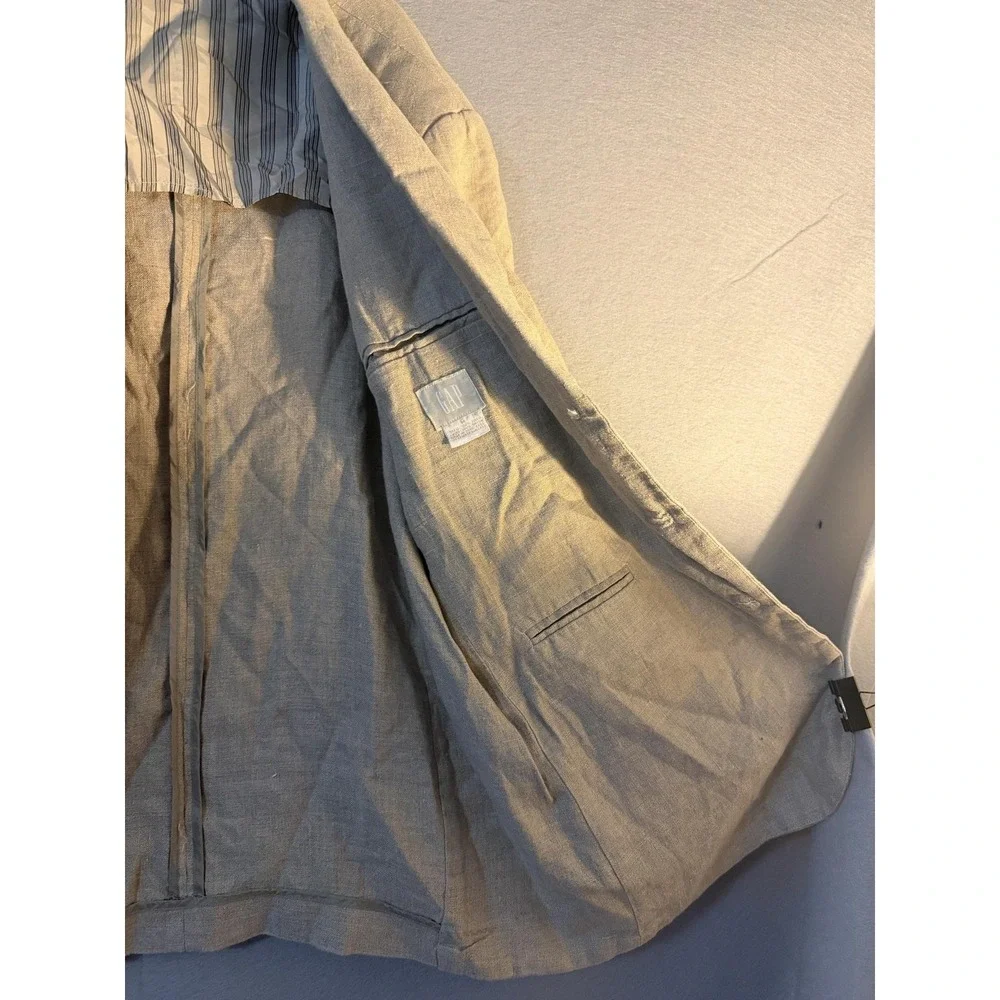 Gap Blazer Sport Coat Mens M Beige 100% Linen Summer Casual Jacket Lightweight
